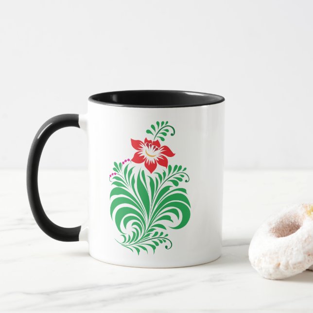 Caneca Ornamental Floral Flower Design – Elegant (Com Donut)