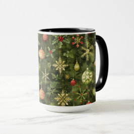 Caneca Ornamento de árvore de Natal em aquarela