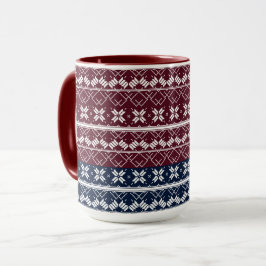 Caneca Ornamento escandinavo em azul, burgundy