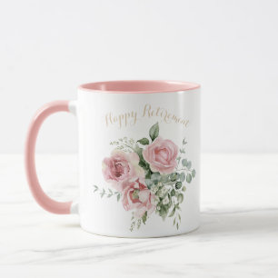 Caneca Ornamento Floral de Aposentadoria Feliz