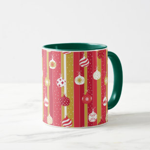 Caneca Ornamentos de Árvore de Natal Amarelo Vermelho