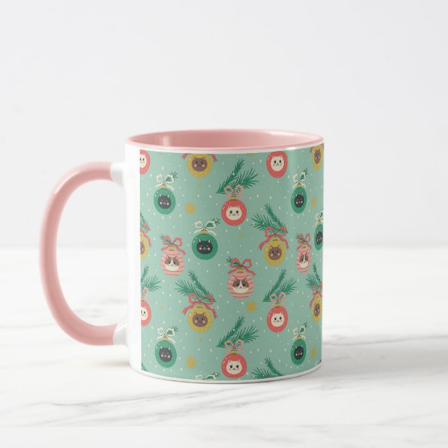 Caneca Ornamentos de Cat no Padrão de Árvore (Esquerda)