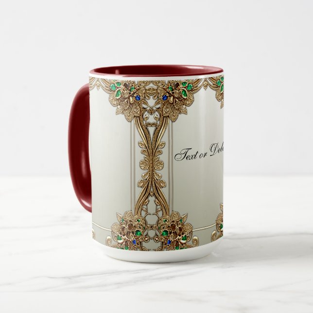 Caneca Ornata Dourada Elegante (Frente Esquerda)