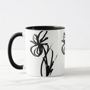 Caneca Orquídea Branca: Abstrato Preto e Branco