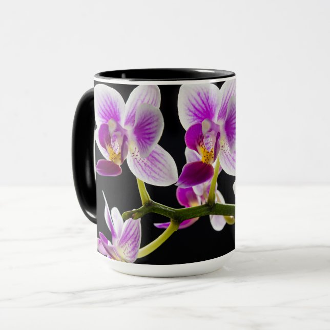 Caneca Orquídea branca e roxa (Frente Esquerda)