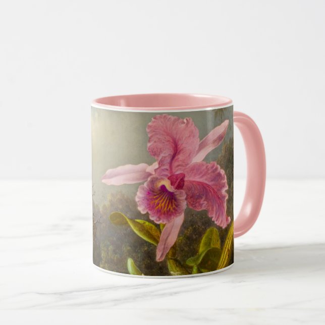 Caneca Orquídea com dois beija-flores (Frente Esquerda)