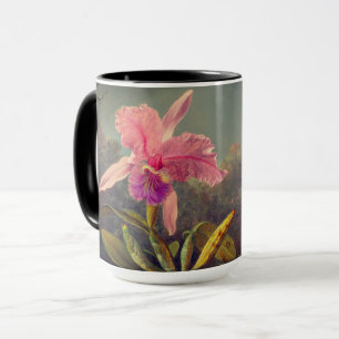 Caneca Orquídea de Cattleya e três beija-flores