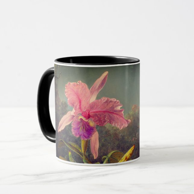 Caneca Orquídea de Cattleya e três beija-flores (Frente Esquerda)
