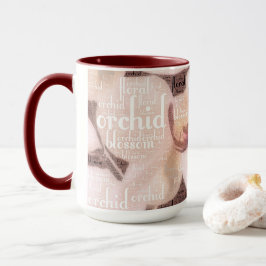 Caneca Orquídea Tipografia Floral de Flor Orquídea Nuvem