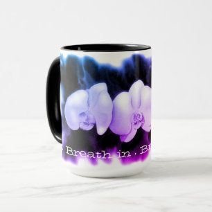 Caneca Orquídeas cor-de-água púrpura cor-de-rosa, respira