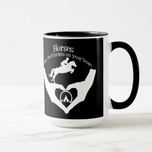 Caneca Os cavalos deixam Impressões de capuz no coração