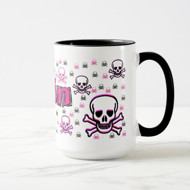 Caneca Os crânios cor-de-rosa & pretos de Erin (Direita)