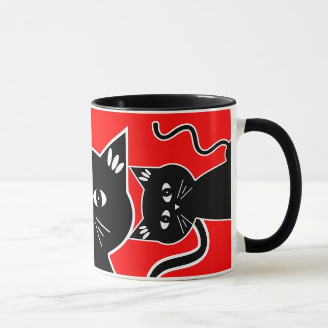 Caneca Os gatos curiosos mantêm um olho em você! (Direita)