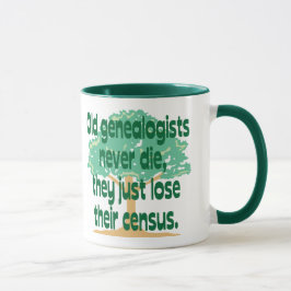 Caneca Os Genealogists idosos nunca morrem