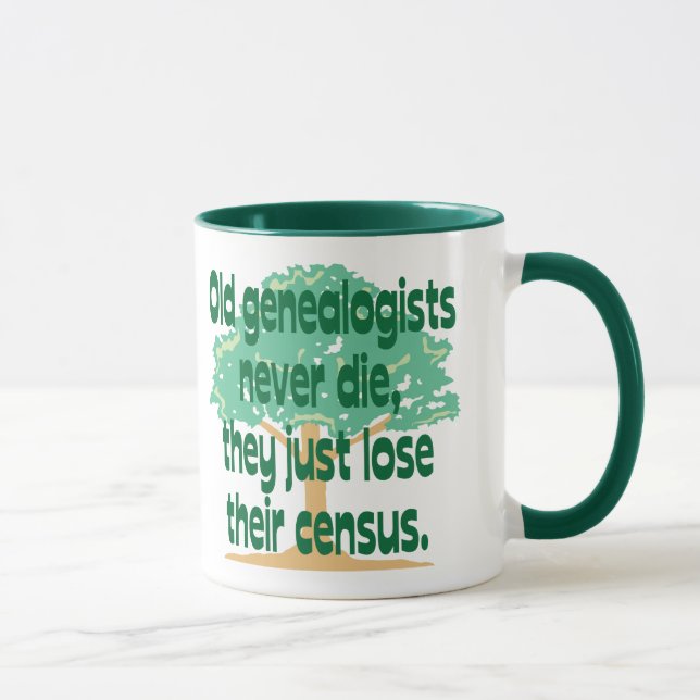 Caneca Os Genealogists idosos nunca morrem (Direita)