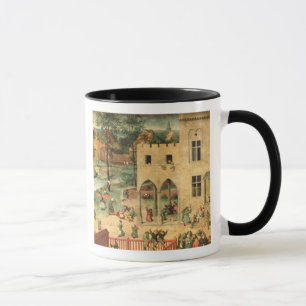 Caneca Os jogos das crianças: detalhe de da mão esquerd