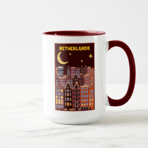 Caneca Os Países Baixos na noite