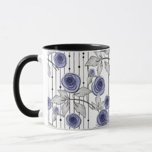 Caneca Os rosas modernos abstratos florescem o branco