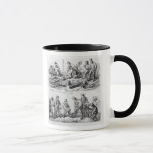 Caneca Os trabalhadores aproximam a estação de correios