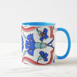 Caneca Os turcos telham o teste padrão azul do cravo