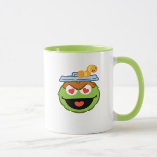 Caneca Óscar sorrindo de rosto com olhos em forma de cora