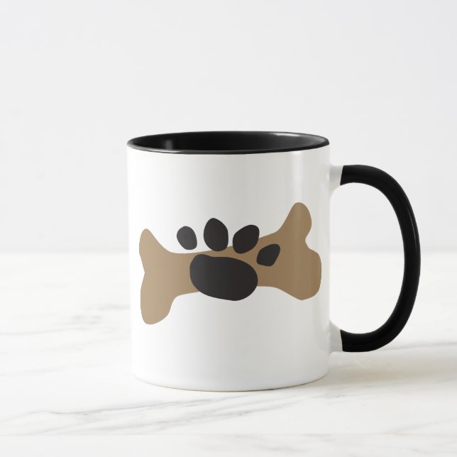 Caneca Osso de cão & impressão da pata (Direita)