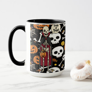 Caneca Ossos Assustadores e Esqueletos para o Halloween