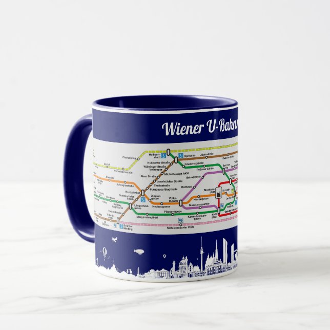 Caneca " Österreich: 2021/heute Wien - U-Bahnnetz ...  Ta (Frente Esquerda)