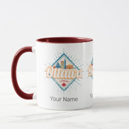 Caneca Ottawa Skyline Ontario Retro Canada Vintage