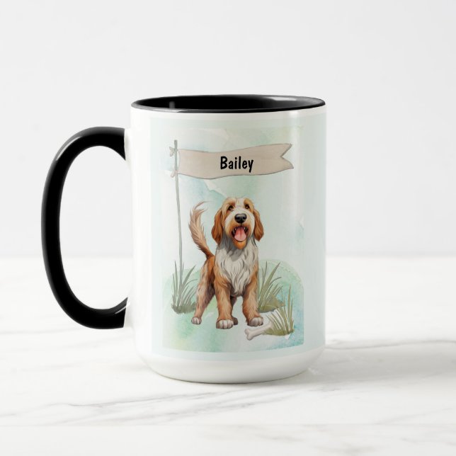 Caneca Otterhound Watercolor Personalized Dog (Esquerda)