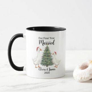 Caneca Our First Year Married Goose Custom Christmas