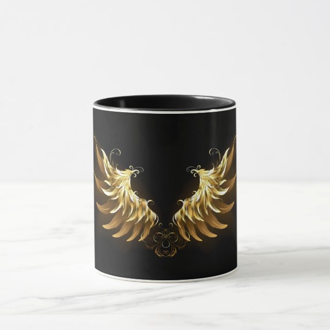 Caneca Ouro Angel Wings sobre fundo preto (Centro)