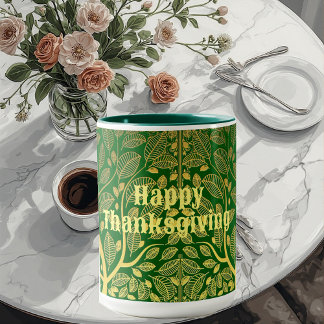 Caneca Ouro Árvore Da Vida Feliz Ação De Graças Queda Ver