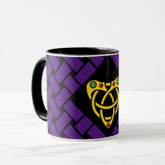 Caneca Ouro/bandas roxas/pretas/weave, nó celta do