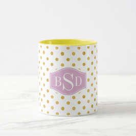 Caneca Ouro bonito e monograma branco dos padrões de