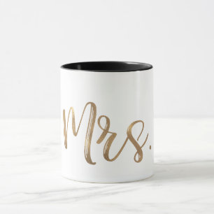 Caneca Ouro & Branco Tipografia MRS Moderna Minimalista