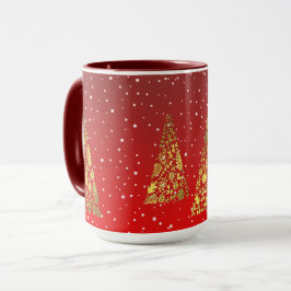 Caneca Ouro brilhante Árvores de Natal