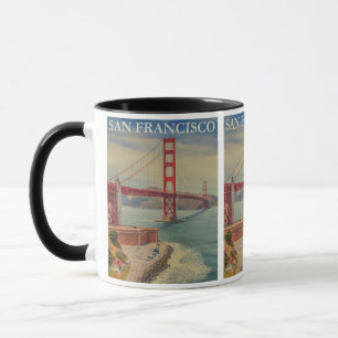 Caneca Ouro da Viagens vintage de São Francisco EUA