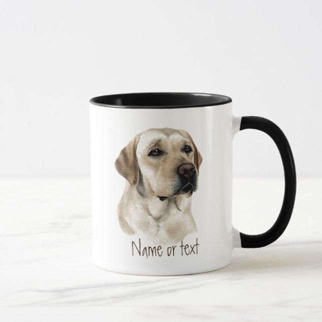 Caneca Ouro de Aquarela Labrador Pet Dog Personalizado (Direita)