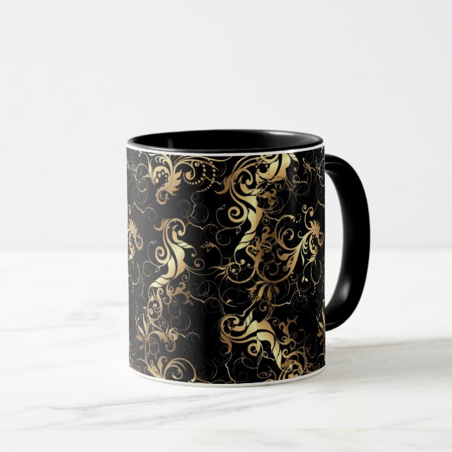 CANECA OURO DE COFFEE MUG LEAF BAROQUE (Frente Esquerda)