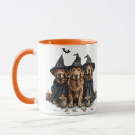 Caneca Ouro de Halloween Cães de Retriever Jack O Lantern