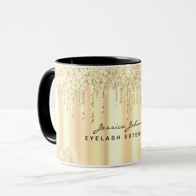 Caneca Ouro de Natal Bela Brilhante Dobra Personalizada (Frente Esquerda)