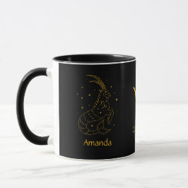 Caneca Ouro do Capricórnio Amarelo -  Personalizável