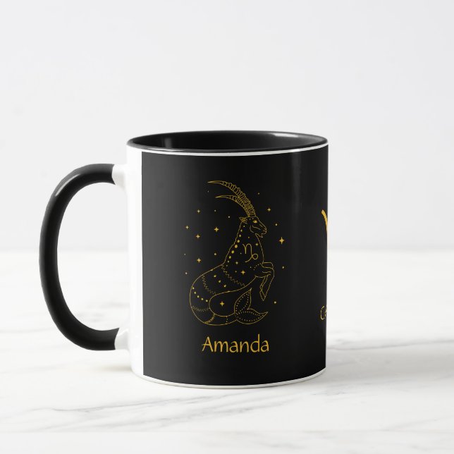 Caneca Ouro do Capricórnio Amarelo -  Personalizável (Esquerda)