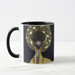 Caneca Ouro Funny Retro Disco Ball Emu Bird