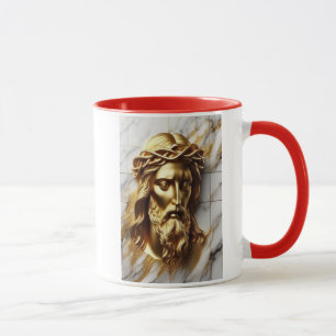 Caneca Ouro Jesus A Presença Divina em Marble