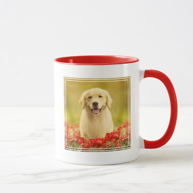 Caneca Ouro para sempre nas flores vermelhas (Direita)