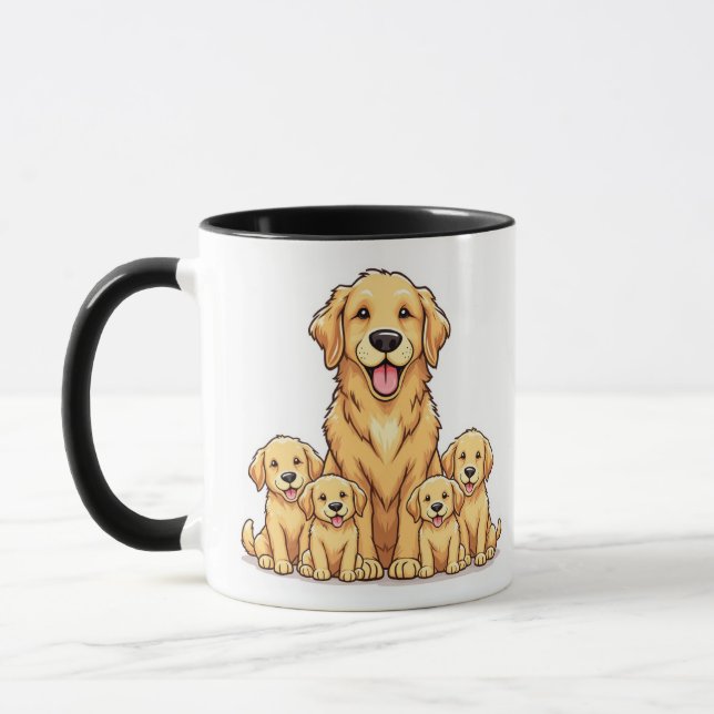 Caneca Ouro Retriever Family Mug - Presente Adorável (Esquerda)