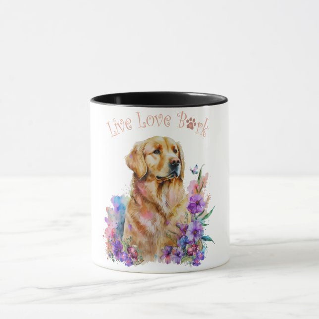 Caneca Ouro Retriever Floral (Centro)