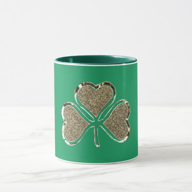 Caneca Ouro Shamrock Clover Ireland - Símbolo irlandês (Centro)
